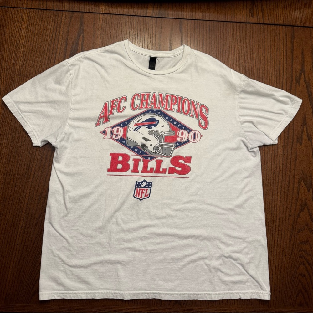 Gildan White Buffalo Bills 1990 AFC Champions T-Shirt